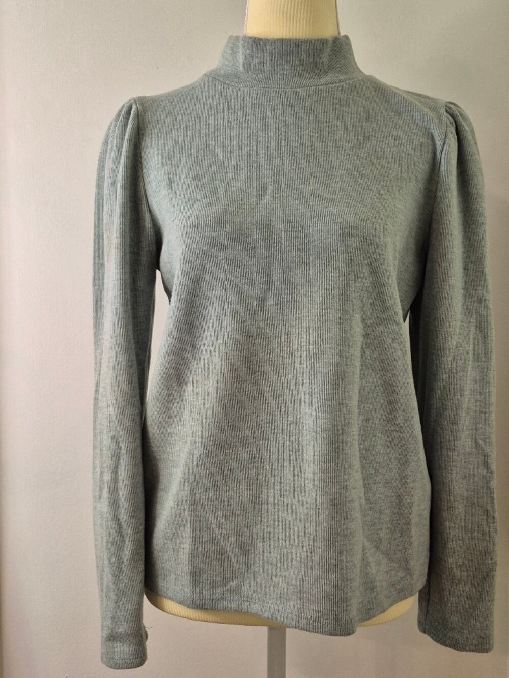 Madewell Women M Mockneck Puff-Sleeve Quiet Luxury Minimalist Downtown Girl Cozy